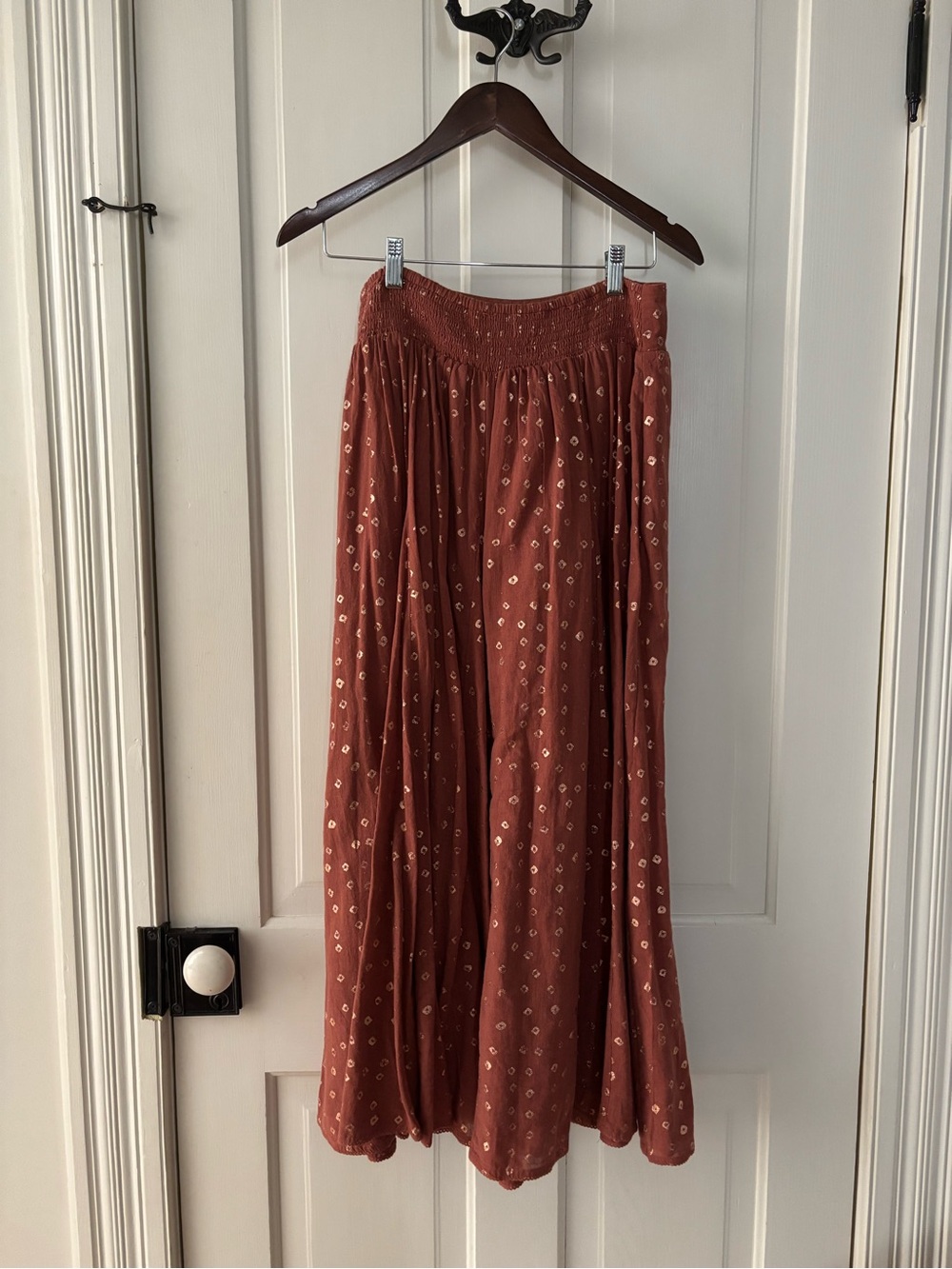 Anthropologie Women’s Rust Printed Skirt w/pockets